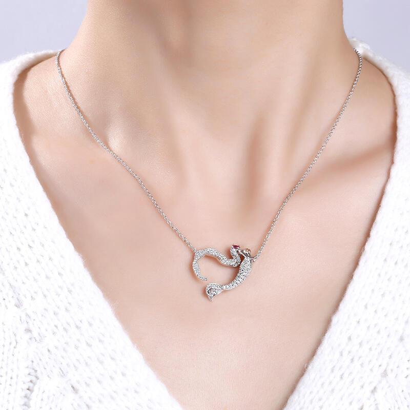 "Ocean's Light" sjöjungfrun gåva halsband i sterlingsilver för alla hjärtans dag