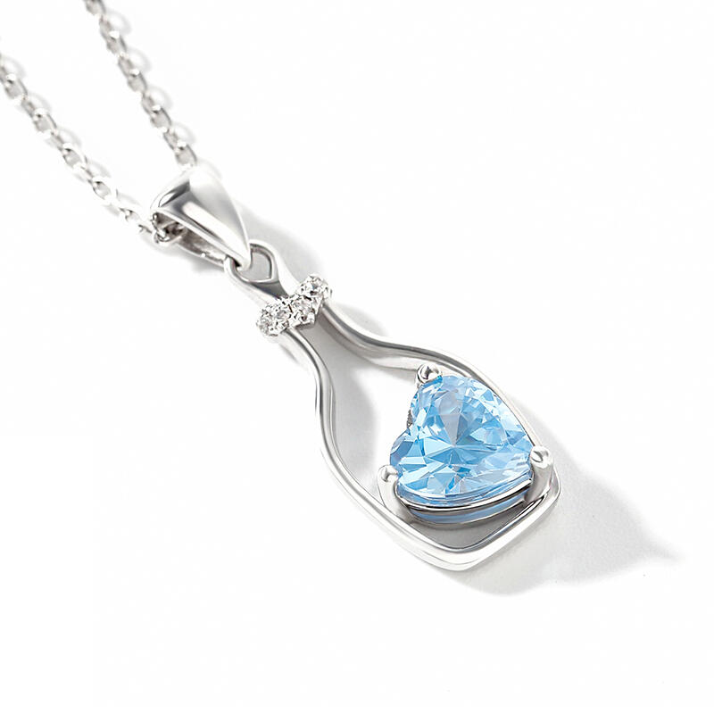 Jeulia "Wishing Bottle" Heart Cut Personalized Sterling Silver Necklace