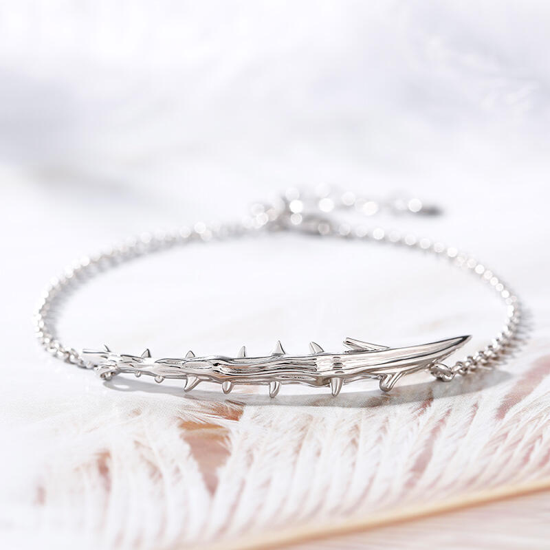 Jeulia "Staff of Thorns" Sterling Silver Bracelet (195mm)