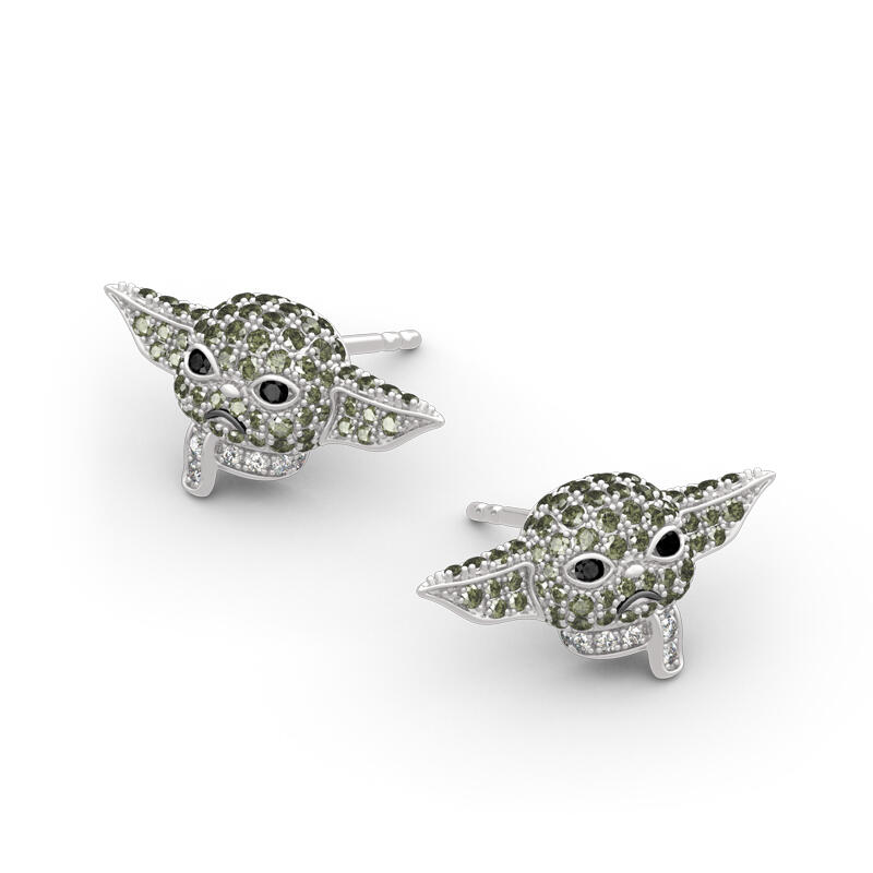 Jeulia "Bebé Yoda" Aretes de plata esterlina