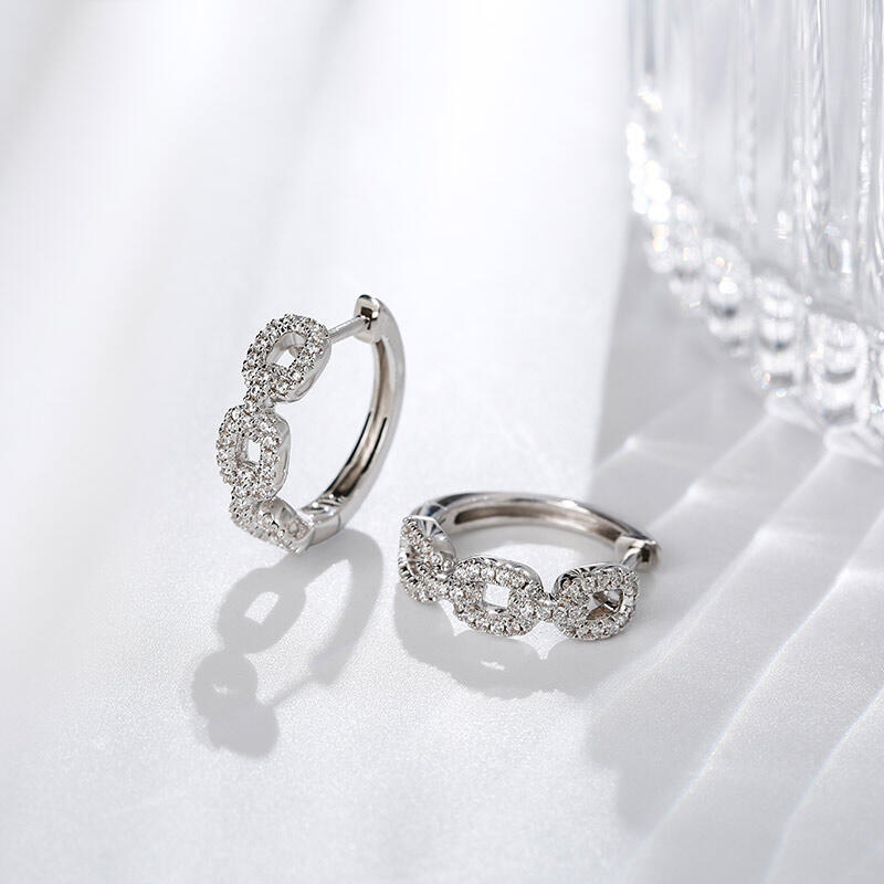 Jeulia Interlocking Design Round Cut Sterling Silver Hoop Earrings