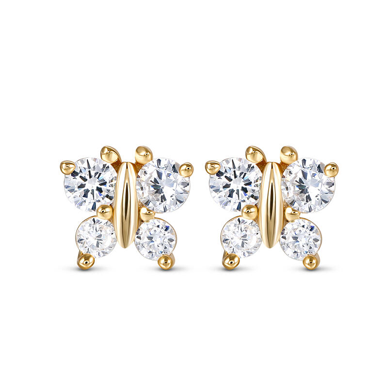 Jeulia "Fluttering Butterfly" Sterling Silver Children's Earrings
