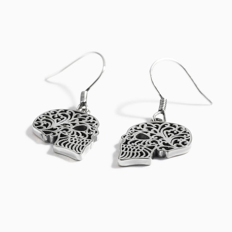 Jeulia "Hollow Skull" Sterling Silver Earrings
