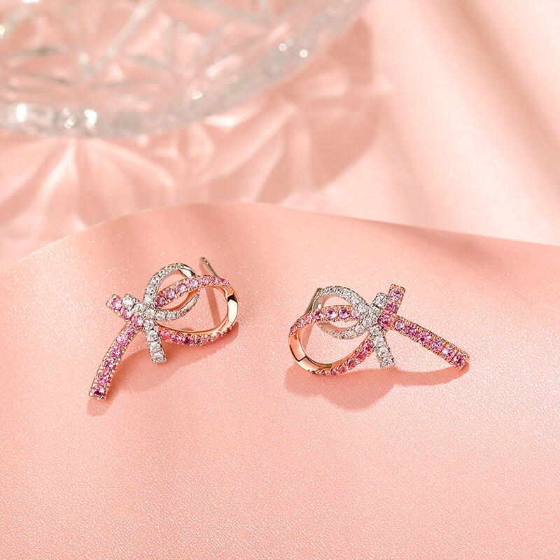 Jeulia Kolczyki Wstążki interlock srebrne "Love & Support"