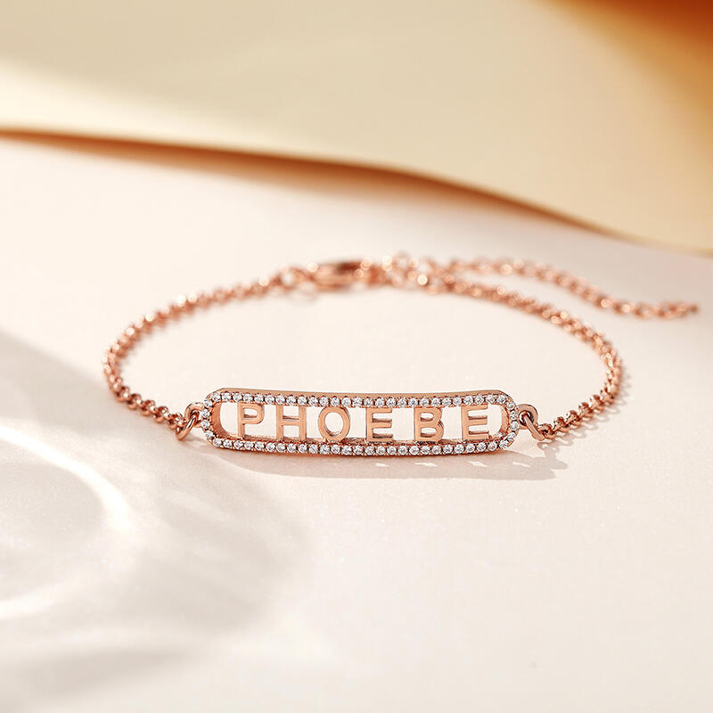 Jeulia Pulsera simple de plata personalizada de nombre para mujer