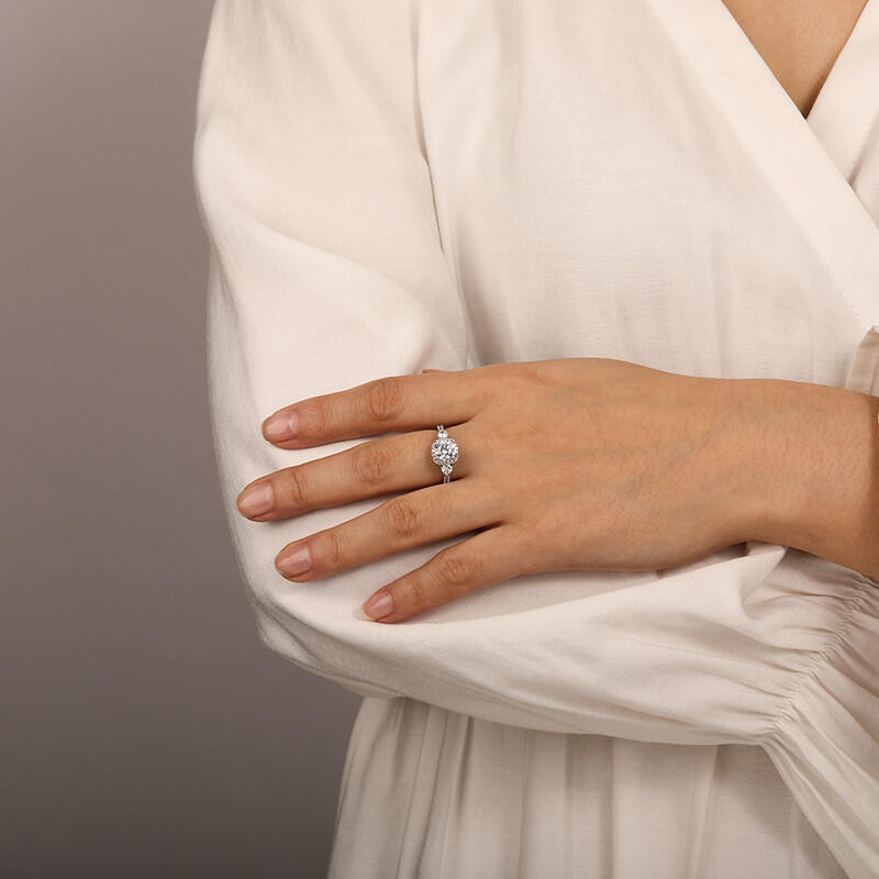 "New Beginning" Round Cut Halo Engagement Ring