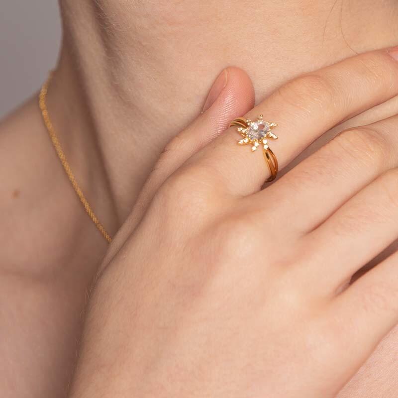 "My Little Sun" Oval Cut Cluster Halo Engagement Ring