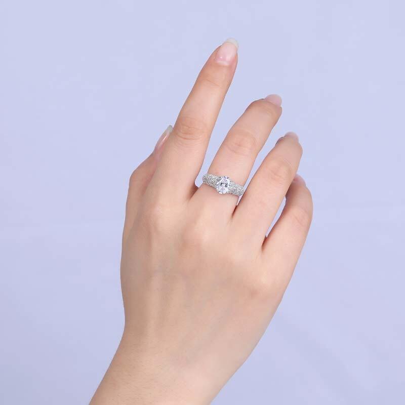 "Always Belong To You" Oval Cut Side Stone Engagement Ring