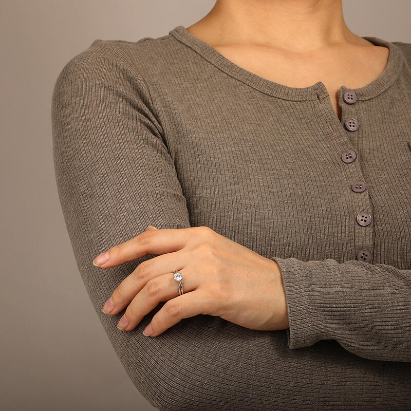 "Flowing To My Heart" Round Cut Solitaire Engagement Ring