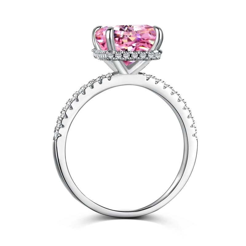 Jeulia Classic Pink Radiant Cut Sterling Silver Ring