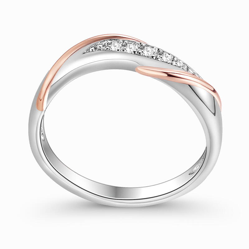 Jeulia Deux tons Torsadé Or Rose Alliance pour femmes Argent Sterling