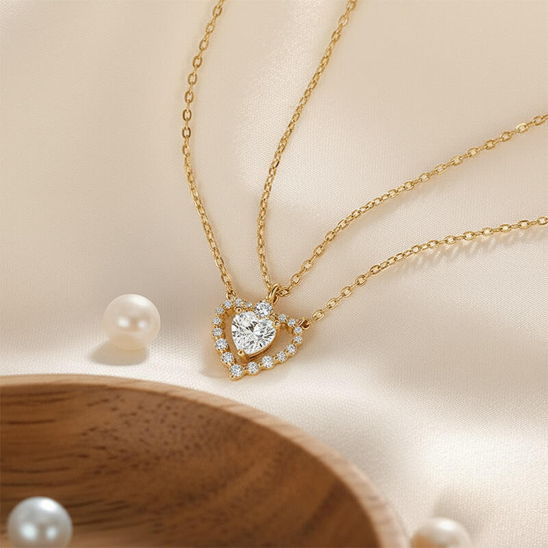 Jeulia Split Heart Friendship Necklace Set Sterling Silver