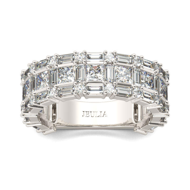 Jeulia Princess Cut Sterling Silver Women's Band