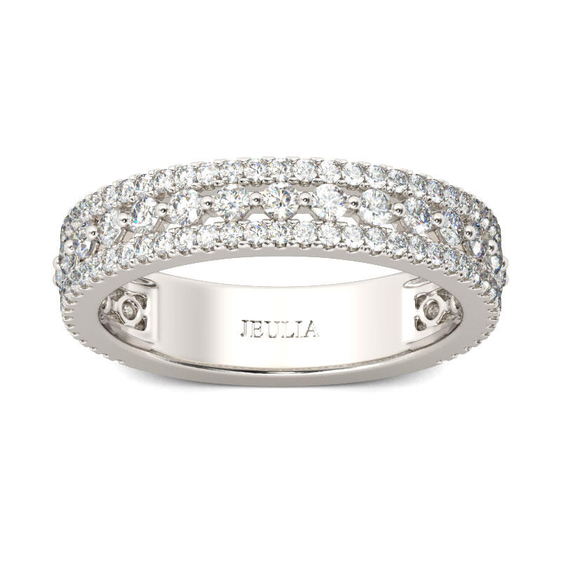 Jeulia Classic Round Cut Sterling Silver Women's Band