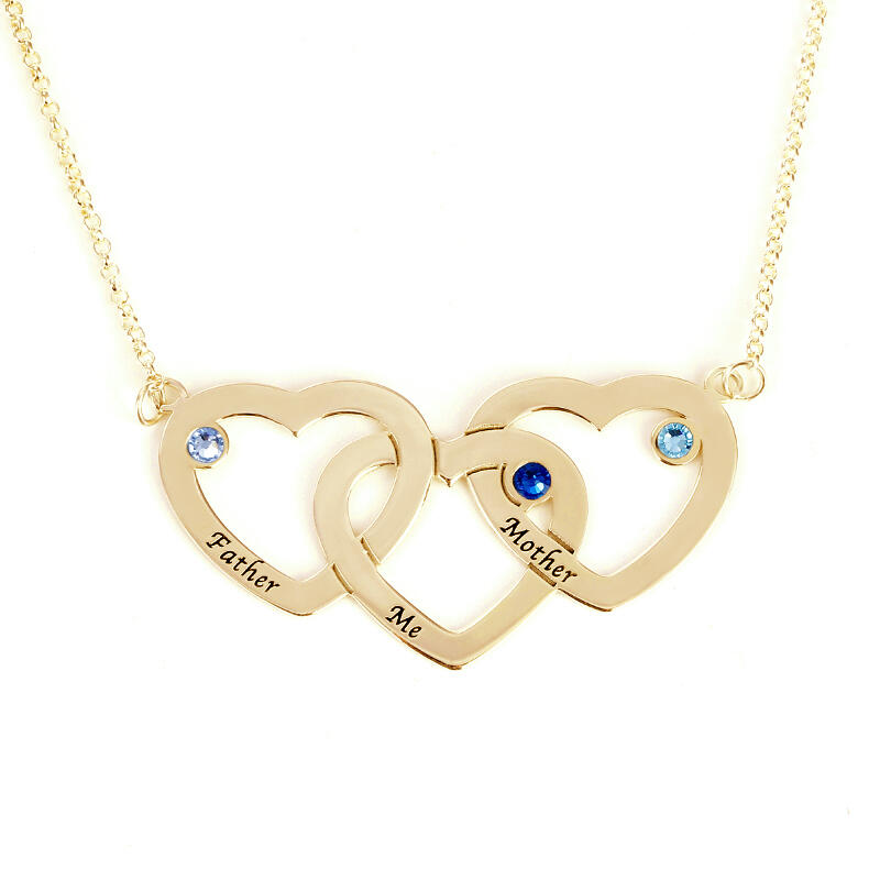"Heart to Heart" Personalized Necklace With Birthstone