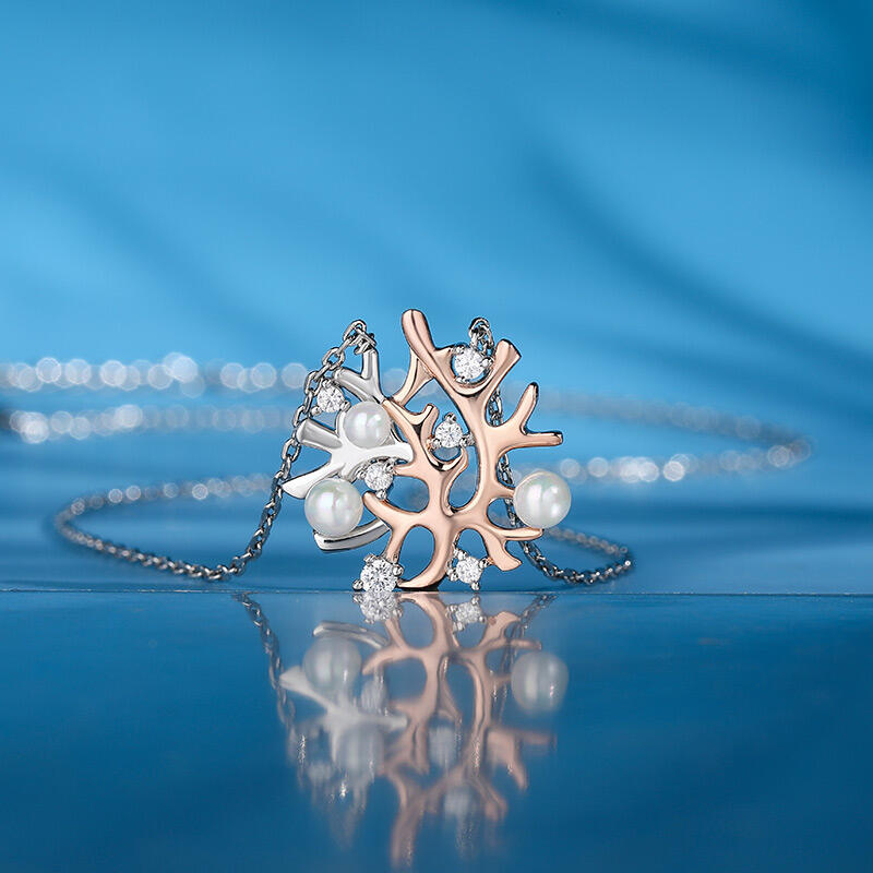 Jeulia Collar de coral de plata esterlina de perlas cultivadas
