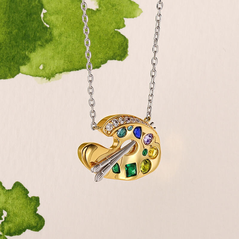 Jeulia Collar elegante de plata esterlina con diseño de paleta y pincel