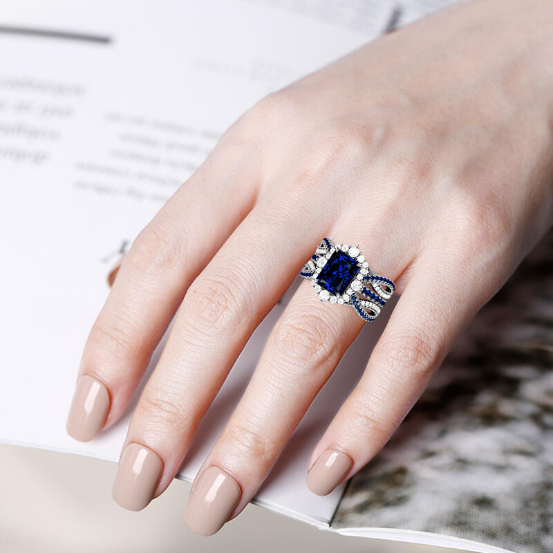 "Von Dir Bezaubert" Radiant-Schliff Ringset