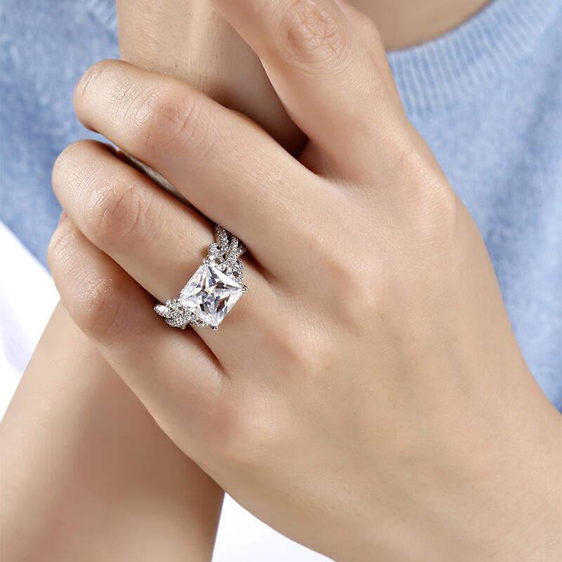 Anillo Con Estilo Vintage Adorno De Corte Princesa En Plata 925 De Ley