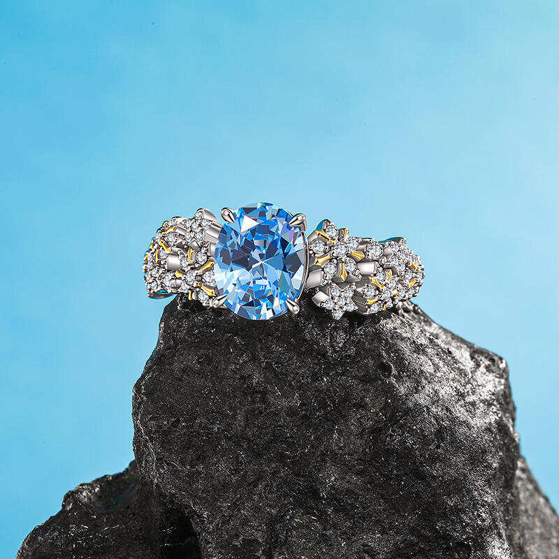 Jeulia Luna Astra Starry Oval Cut Sterling Silver Ring