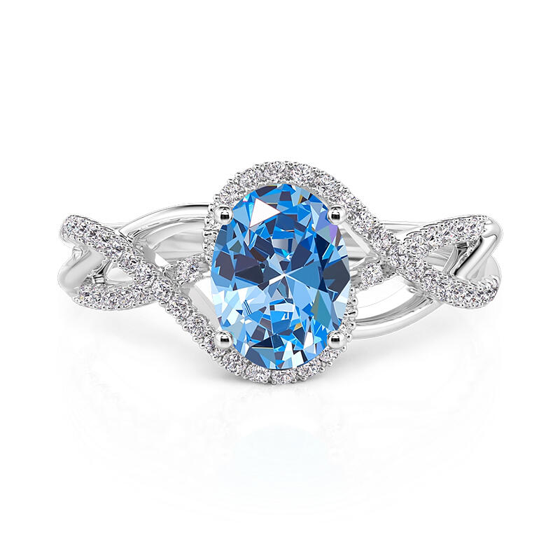 Jeulia Double Twist Custom Oval Birthstone Ring