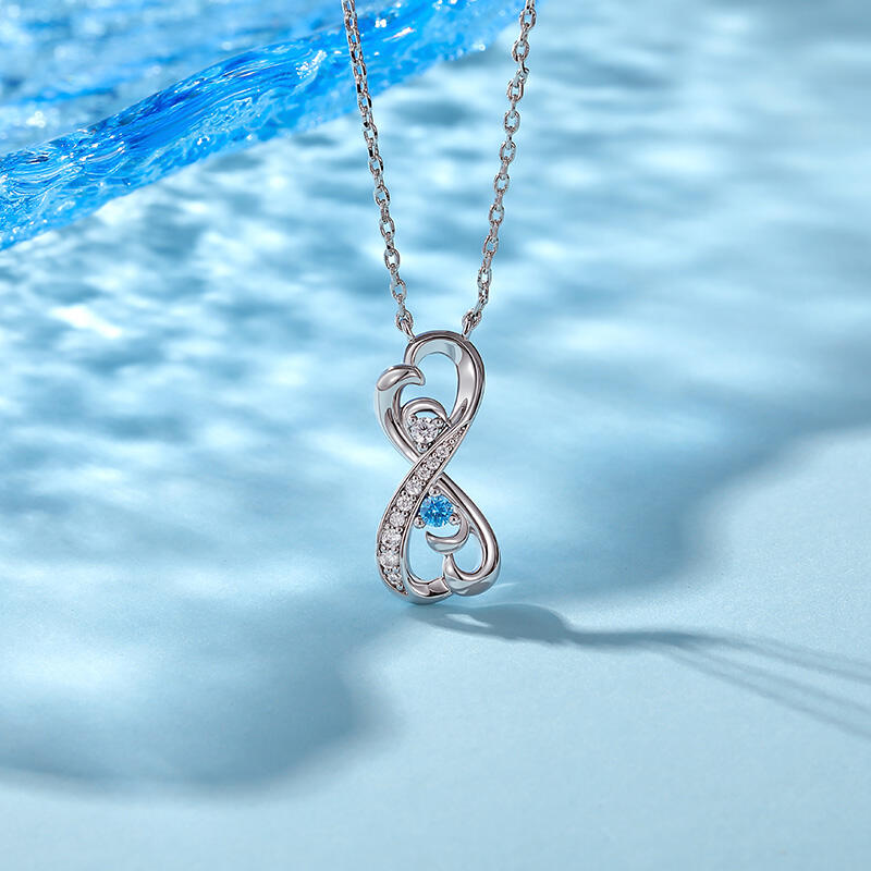 Jeulia Infinity Scroll Pattern Custom Birthstone Necklace