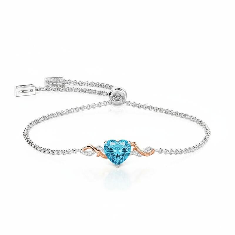 Jeulia Amore Thorn Vine Custom Heart Bracelet with Birthstone