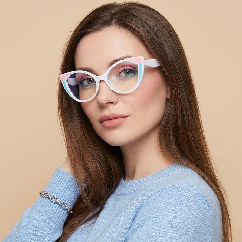 White Multon Moulton White Cat Eye Glasses - Aoolia.com