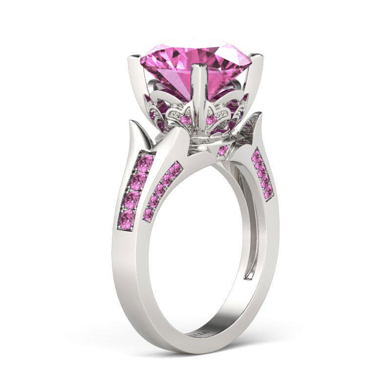 Jeulia Flower Round Cut Sterling Silver Ring