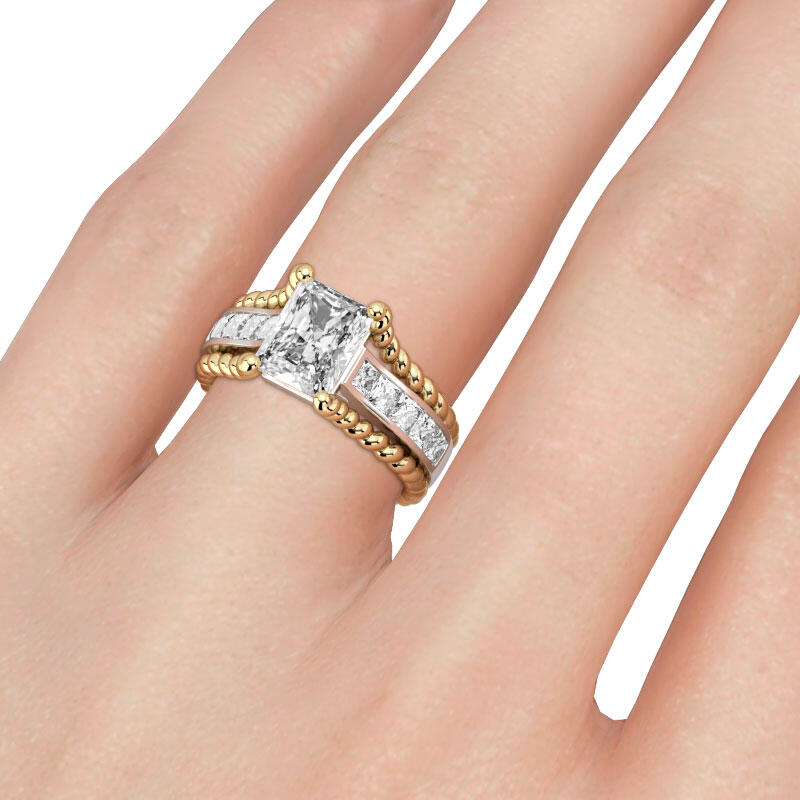 Jeulia Two Tone Radiant Cut Sterling Silver Ring