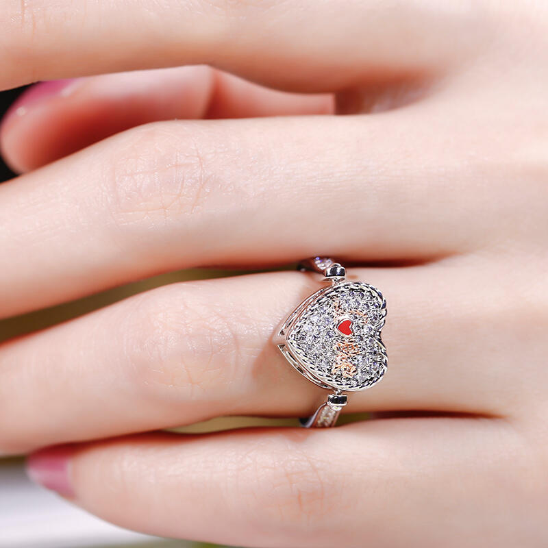 Jeulia "I Love You" Sterling Silver Personalized Photo Ring (With A Free Chain)