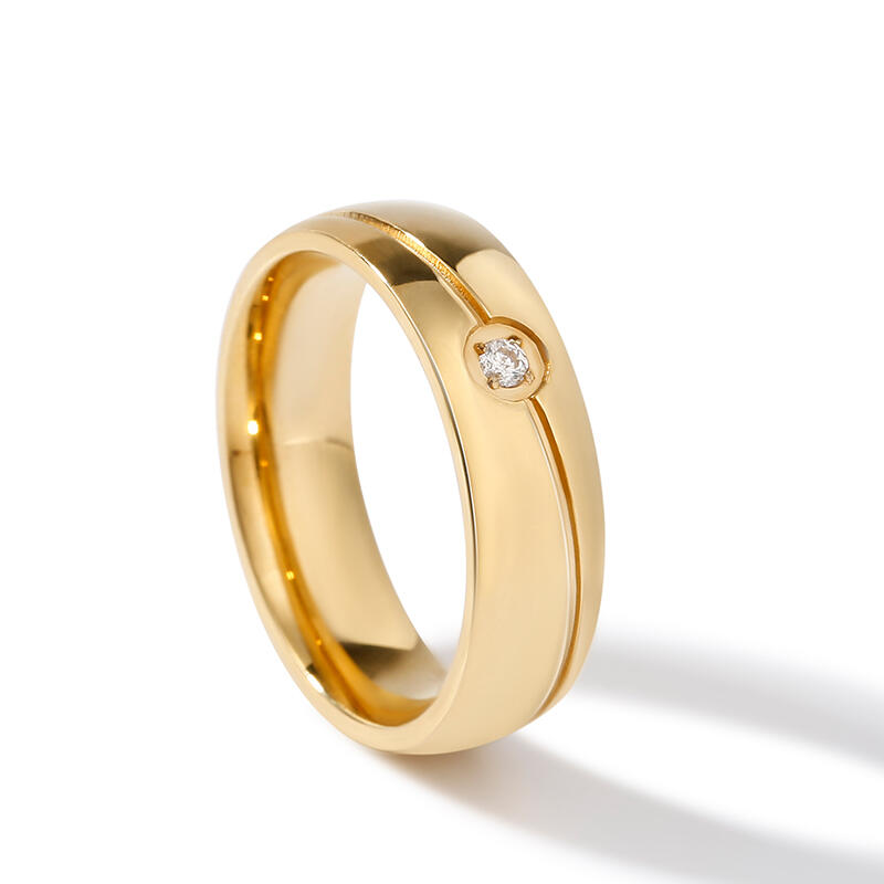 Jeulia Simple Solitaire Titanium Steel Men's Band