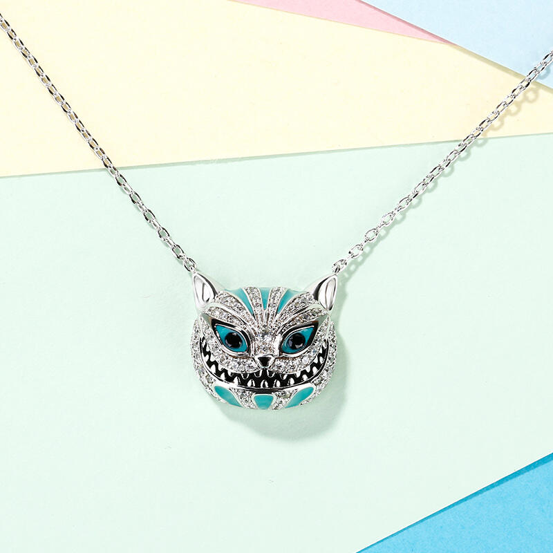 Jeulia "Appear and Disappear at Will" Cat Sterling Silver Enamel Necklace