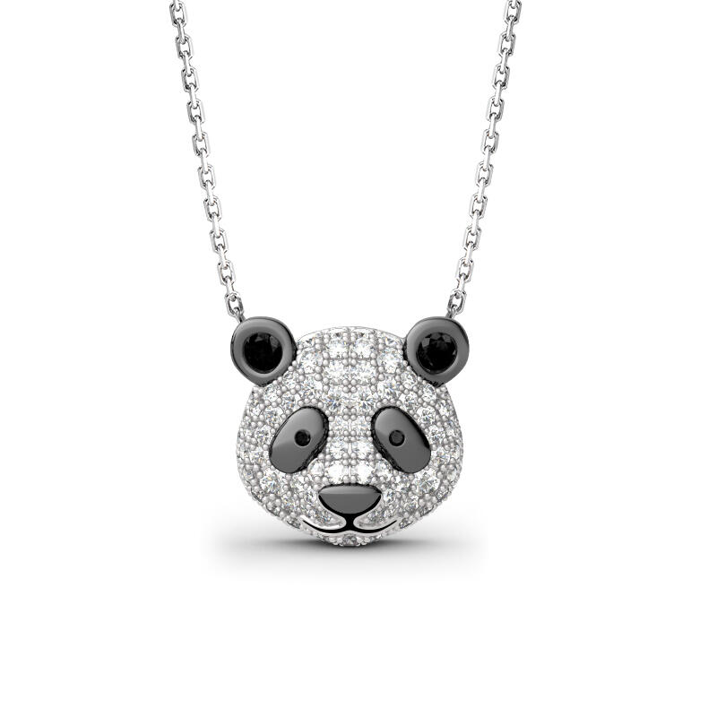Jeulia "Be Calm and Steady" Cute Panda Sterling Silver Necklace