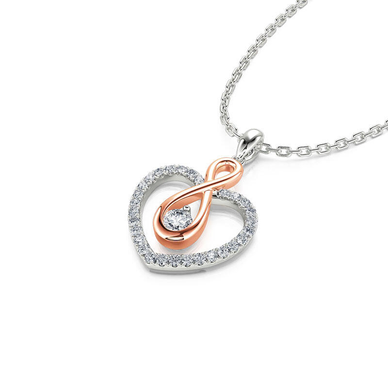 Jeulia "You Complete Me" Infinity Love Heart Sterling Silver Necklace