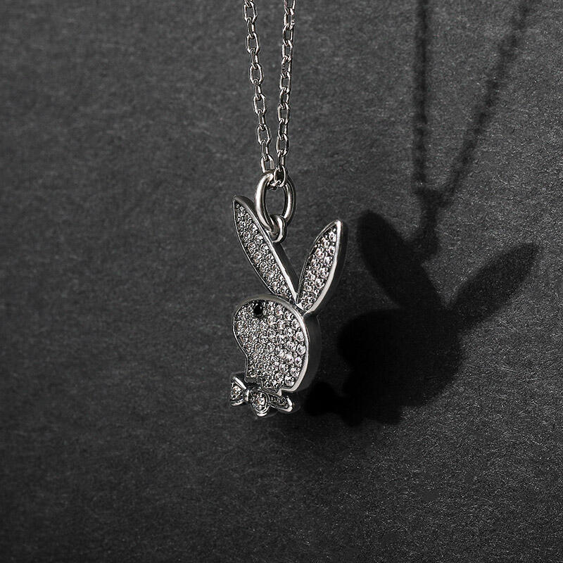 Jeulia "Glitz Playboy" Króliczek Naszyjnik Srebrny