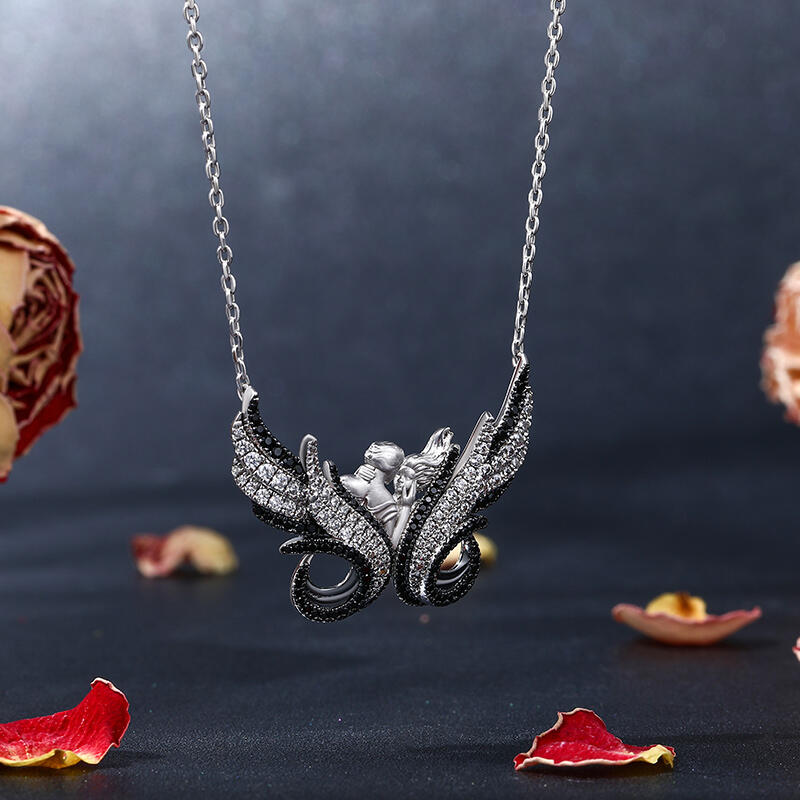 Jeulia "Eternal Love" Butterfly Lovers Sterling Silver Necklace