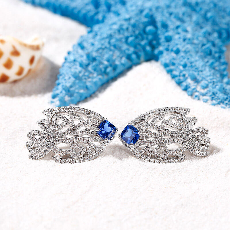 Jeulia Luxury Goldfish Sterling Silver Stud Earrings