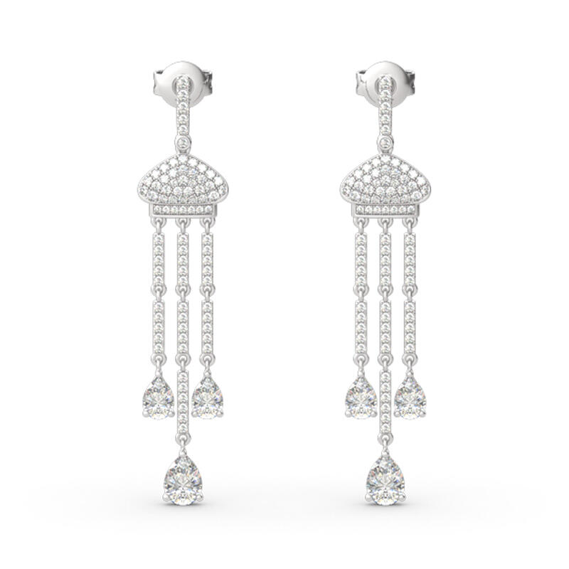 Jeulia Taj Mahal Inspired Sterling Silver Dangle Earrings