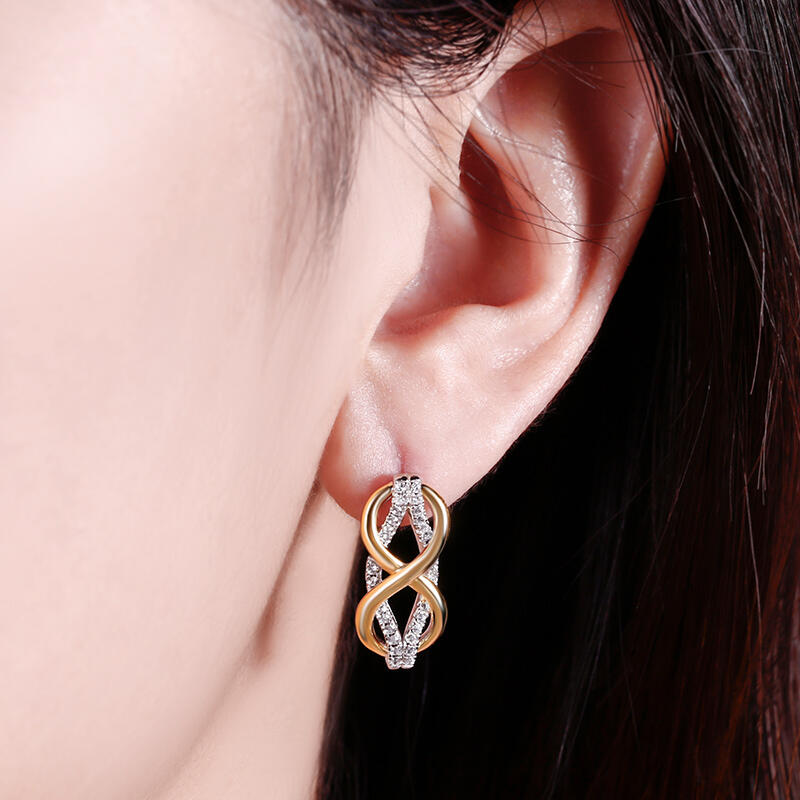 Jeulia "Infinity Love" Two Tone Sterling Silver Earrings