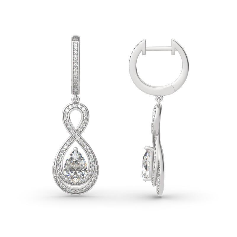 Jeulia Boucles d'Oreilles Pendentif Amour Infini en Argent Sterling Coupe Poire