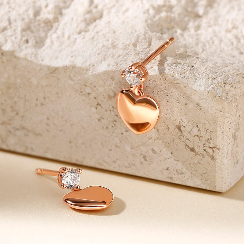 Jeulia Boucles d'oreilles pour Enfants Coeur Zirconia Argent Sterling