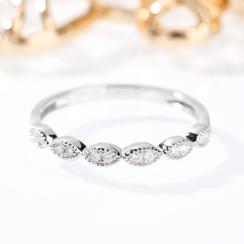 Jeulia Anillo 10K/14K/18K Oro Milgrain Vintage En Oro