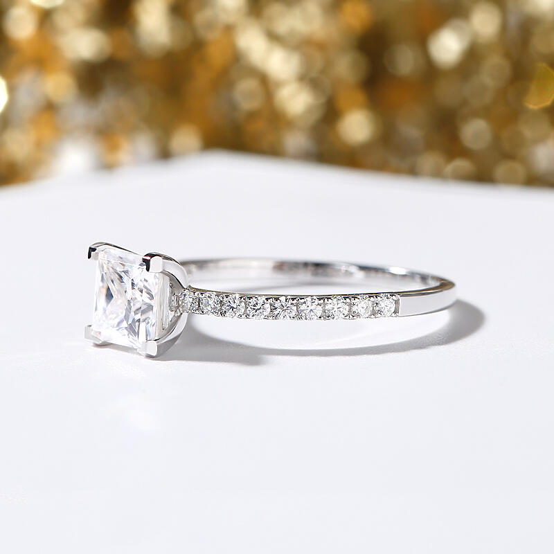 Jeulia Princess Cut Sterling Silver Ring