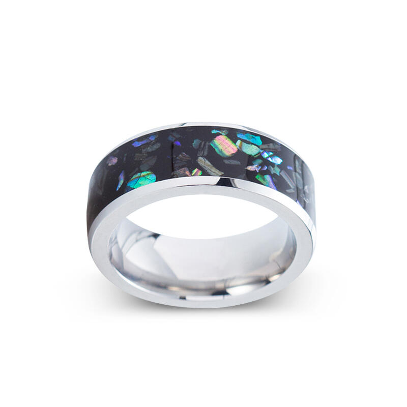 Jeulia Abalone Shell Titanium Steel Men's Band