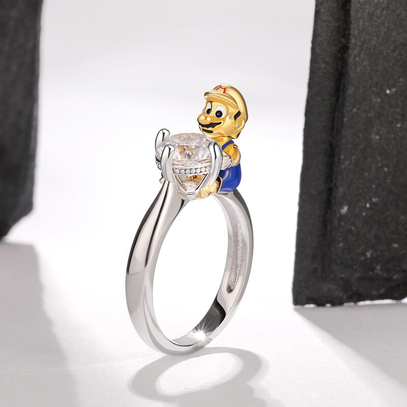 Jeulia Krama mig "Super rörmokare" Sterling silverring med rundslipning