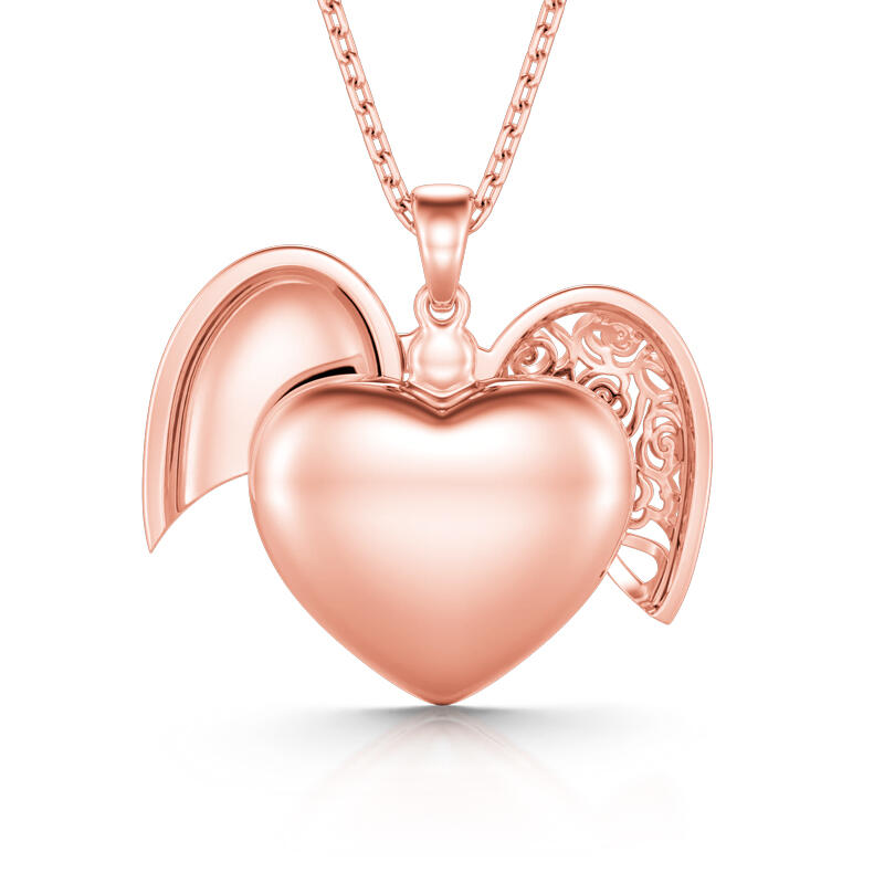 Jeulia "Love You" Vintage Locket Heart Personalized Sterling Silver Photo Necklace