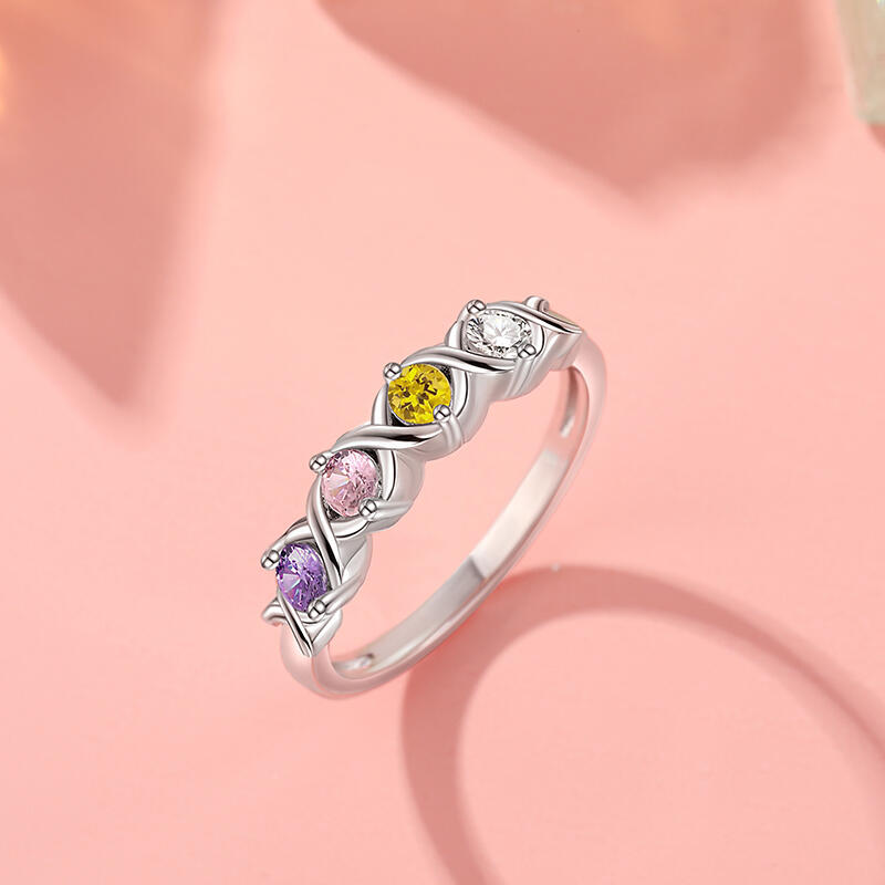 Jeulia "Infinite Love" Family Ring with Birthstones Sterling Silver