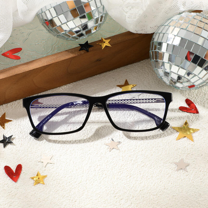 Eddie Rechteckige Schwarze Brille