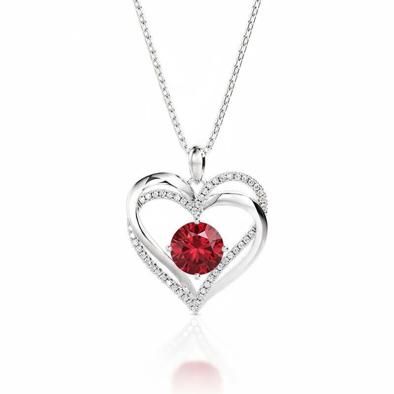 Jeulia "Eternal Love" Double Heart Custom Necklace With Birthstone
